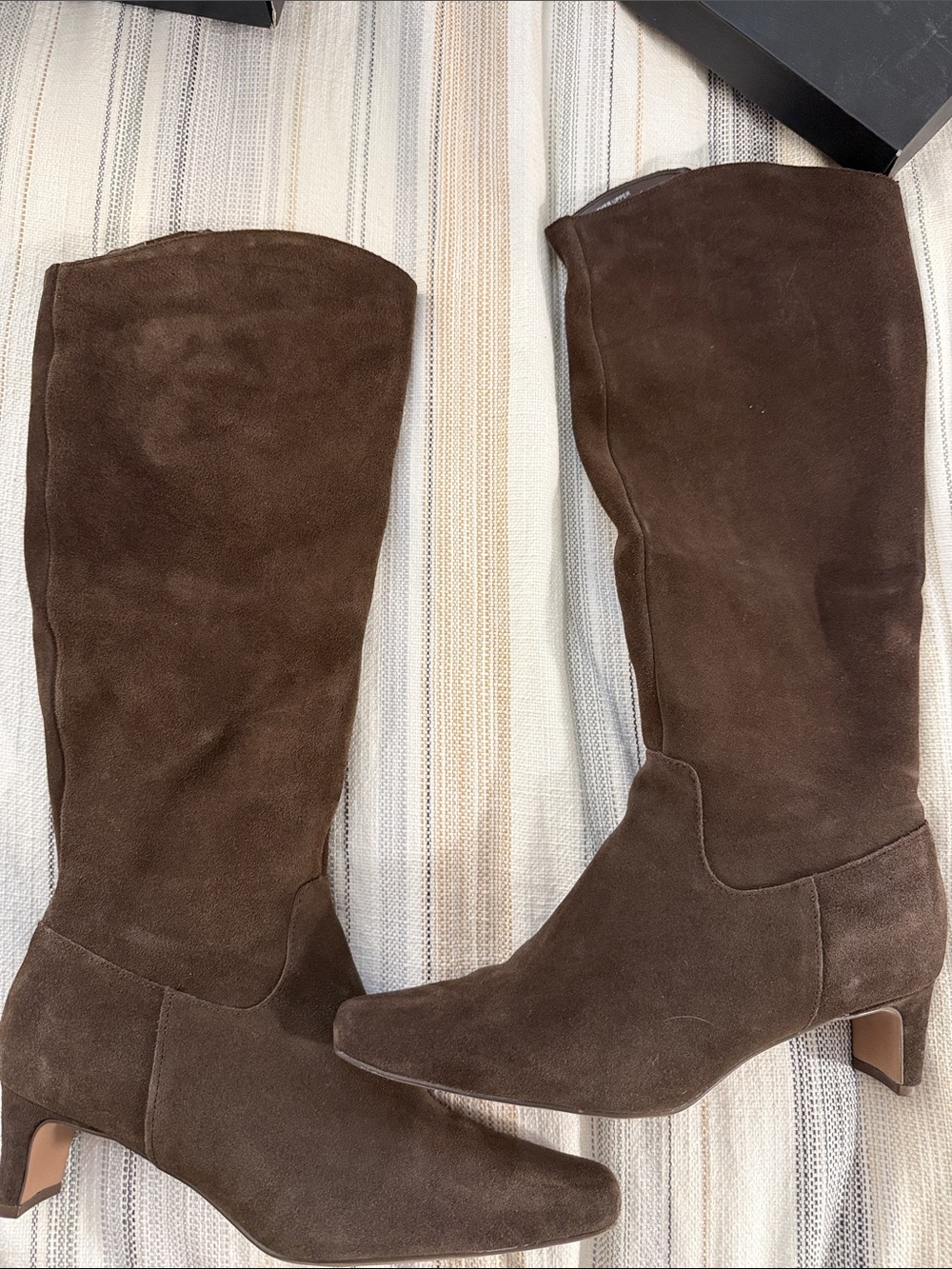 Tahari Brown Suede Kitten Heel Boots